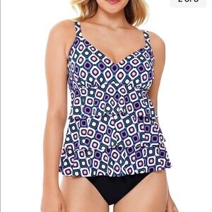 Swim Solutions Purple Jewels Tiered Tummy Control One-Piece Swimsuit